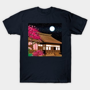 Traditional Japanese House Full Moon T-Shirt